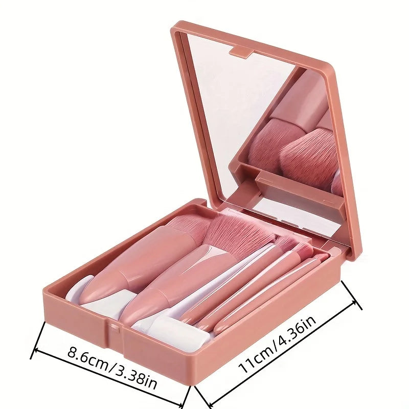 Portable Makeup Brush Set With Mirror